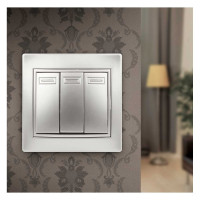 Выключатель Intro Plano 1-106-03 тройной, 10А-250В, IP20, СУ, алюминий, Б0053791