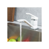 Смеситель для кухни Gappo 35k G4517-8 длинный поворотный излив, п/гайку, белый, хром 549398