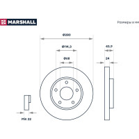 Тормозной диск передний Nissan Juke I 10- / Tiida II 12- MARSHALL M2000576
