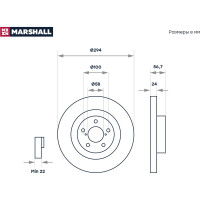 Тормозной диск передний Subaru Forester I-IV 01- / Impreza I-III 98- / Legacy IV, V 08- MARSHALL M2000492