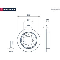 Тормозной диск задний Toyota Land Cruiser Prado 120, 150 02-, Lexus GX II 10- MARSHALL M2000602