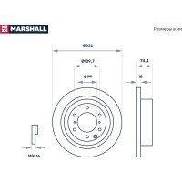 Тормозной диск задний Mitsubishi Pajero IV 06- MARSHALL M2000596