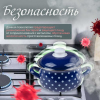 Эмалированная стальная кастрюля PERFECTO LINEA Горошек синий 3.8 л 50-600938