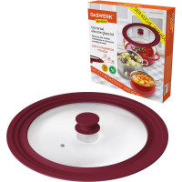 Универсальная крышка для любой сковороды и кастрюли DASWERK 3 размера (24-26-28 см) бордовая 	607590