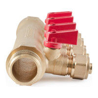 Коллектор с шаровыми кранами PROFACTOR в/н 1" х 4 вых 16 цанга PF MVP 267.4