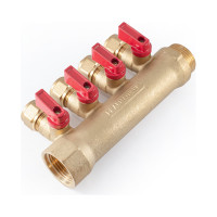 Коллектор с шаровыми кранами PROFACTOR в/н 1" х 4 вых 16 цанга PF MVP 267.4