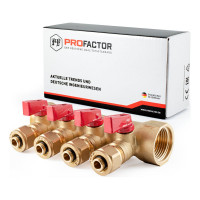Коллектор с шаровыми кранами PROFACTOR в/н 1" х 4 вых 16 цанга PF MVP 267.4