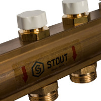 Распределительный коллектор из латуни без расходомеров 7 вых. STOUT SMB 0468 000007