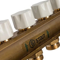 Распределительный коллектор из латуни без расходомеров 7 вых. STOUT SMB 0468 000007