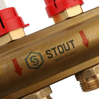 Распределительный коллектор из латуни с расходомерами 8 вых. STOUT SMB 0473 000008