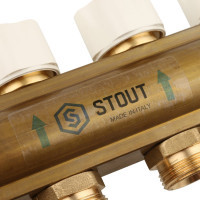 Распределительный коллектор из латуни с расходомерами 8 вых. STOUT SMB 0473 000008