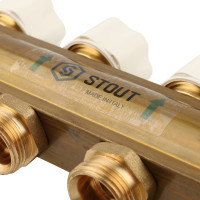 Распределительный коллектор из латуни с расходомерами 8 вых. STOUT SMB 0473 000008