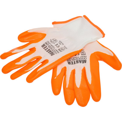 Водоотталкивающие перчатки MASTER COLOR с обливкой из нитрила, белые 30-4010