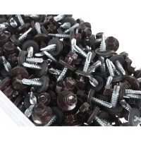 Кровельный саморез Качественный КРЕПЕЖ коричневый RAL 8017, 5.5х25 мм, 200 шт 1000257 КЧ