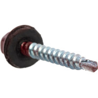 Кровельный саморез Качественный КРЕПЕЖ красное вино RAL 3005, 4.8х35 мм, 200 шт 1000641 КЧ