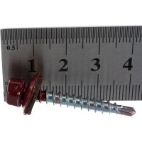 Кровельный саморез Качественный КРЕПЕЖ красное вино RAL 3005, 4.8х35 мм, 200 шт 1000641 КЧ