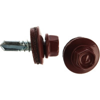 Кровельный саморез Качественный КРЕПЕЖ красно-коричневый RAL 3011, 5.5х19 мм, 200 шт 1000653 КЧ