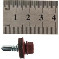 Кровельный саморез Качественный КРЕПЕЖ красно-коричневый RAL 3011, 5.5х19 мм, 200 шт 1000653 КЧ