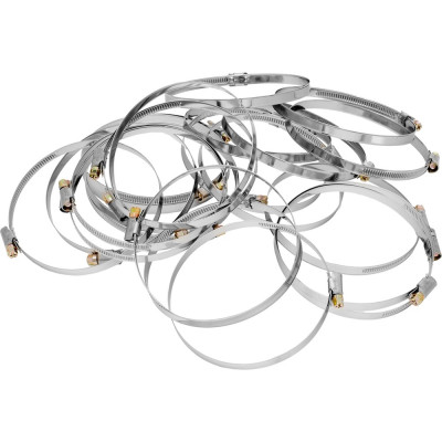 Хомуты СИБРТЕХ, нержавеющая сталь, стандартное болтовое крепление, 110-130мм, 25шт, ширина 9мм 47590