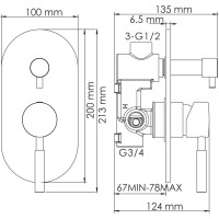 Смеситель для ванны и душа WasserKRAFT Wern 4241