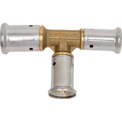 Переходный тройник HENCO уменьшенный с двух сторон, латунь, пресс, 20x16x16, 11P-201616