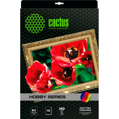 Холст для струйной печати CACTUS CS-CA326010 A3, 260г/м2, 10 листов, белый 805877