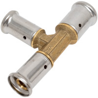 Переходный тройник HENCO уменьшенный с двух сторон, латунь, пресс, 20x16x16, 11P-201616