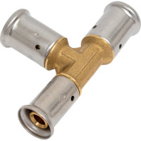 Переходный тройник HENCO уменьшенный с двух сторон, латунь, пресс, 20x20x16, 11P-202016