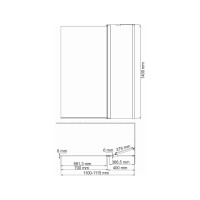 Стеклянная шторка на ванну с фиксатором WasserKraft Беркель (Berkel) F 48P02-110RM