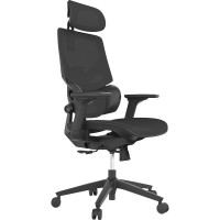 Кресло Cactus CS-CHR-MC01-BK черный, сетка/экокожа, с подголовником, крестовина пластик 1884164