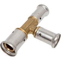 Переходный тройник HENCO уменьшенный с двух сторон, латунь, пресс, 20x16x16, 11P-201616