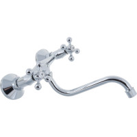 Смеситель для кухонной мойки Haiba латунный, настенный с длинным поворотным изливом, хром HB4319