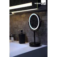Зеркало с LED-подсветкой двухстороннее, стандартное и с 3-х кратным увеличением WasserKraft K-1005B K-1005BLACK