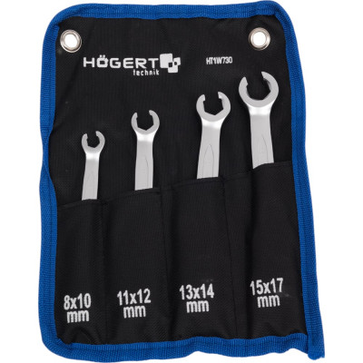 Набор разрезных ключей HOEGERT TECHNIK 8-17 мм, сталь CrV 6140, 4 шт. HT1W730