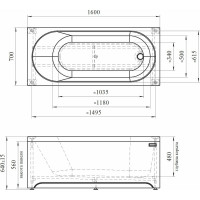 Акриловая ванна Радомир Виктория 160x70, разборный каркас 2-01-0-0-1-249Р
