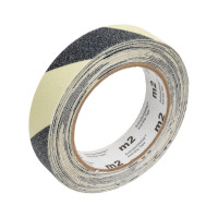 Противоскользящая лента абразив 60 Grit, фотолюминесцентная (черно-белая), износостойкость 1 млн шагов, 25 мм x 6 м Mehlhose GmbH M1XR025060