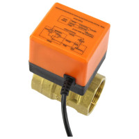 Кран DN.ru латунный RP.BRASS.120.MM.040 Ду40 Ру16 муфтовый электропривод 24В DC D160-00125