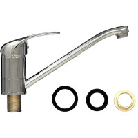 Однорычажный смеситель для кухни РемоКолор латунь, керамический картридж 40 мм, гусак 25 см 67-0-741