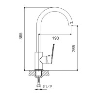 Смеситель д/кухни Gota Rocio шар. с высоким изливом креп.гайка d35 Акварель 1/10 022310-GOTA