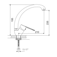 Смеситель д/кухни Gota Rocio шар. с высоким изливом креп.гайка d35 Акварель 1/10 022410-GOTA