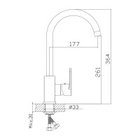 Смеситель д/кухни Gota Rocio шар. с высоким изливом креп.гайка d35 Грани 1/10 012310-GOTA