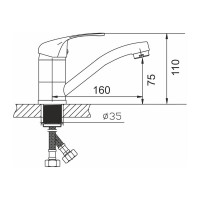 Смеситель для кухни Gota Rocio Teruel с коротким изливом, с гайкой d35 1/10 062210-GOTA