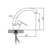 Смеситель для кухни Gota Rocio Leone с высоким изливом, крепление гайка d35 1/10 052410-GOTA