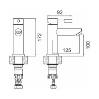 Смеситель для умывальника Gota Rocio Steel d35 нержав. сталь101011-GOTA