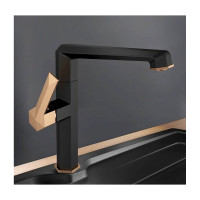 Смеситель для кухни Golden Fox Hyde с высоким изливом, черный с золотом, латунь 10630-FOX