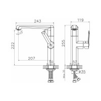 Смеситель для кухни Golden Fox Hyde с высоким изливом, черный с золотом, латунь 10630-FOX