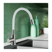 Смеситель Golden Fox, Ломонд д/кухни шар.с гибким силикон. изливом белый нержав.сталь 11321-FOX