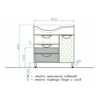 Тумба Style Line Жасмин 82 (3 ящ.) с корзиной, Коралл 82, правая ЛС-00000527