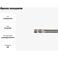 Фреза концевая твёрдосплавная с плоским торцом EM 6-6-40-16.4 Твинтос 12855