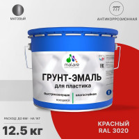 Грунт-Эмаль MALARE для пластика, окон и подоконников, сайдинга, матовый, красный, 12,5 кг ГЭПЛСТ3020М1250